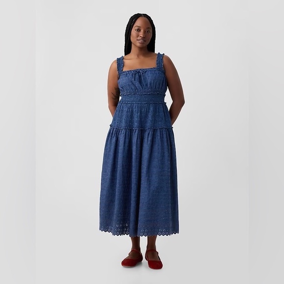 Doen Dresses & Skirts - GAP x Dôen Eyelet Denim Smocked Bodice Maxi Dress